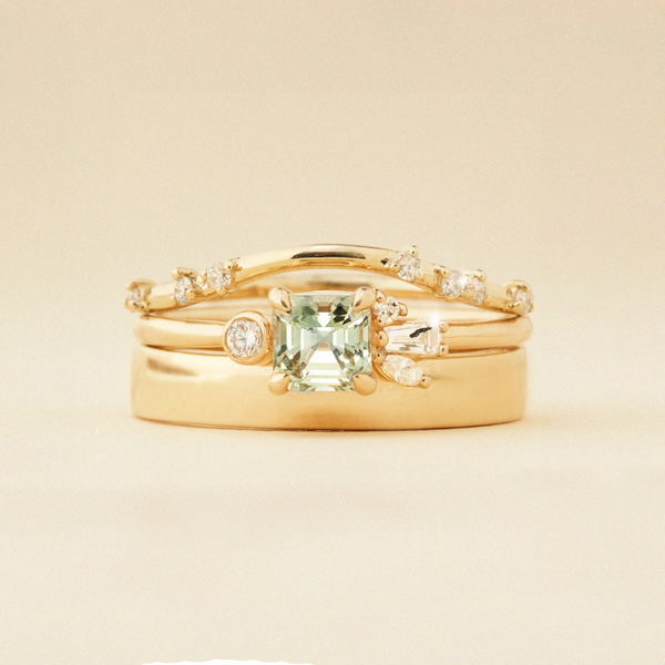 enchanted grove one-of-a-kind ring - 14k yellow gold, asscher cut sapphire