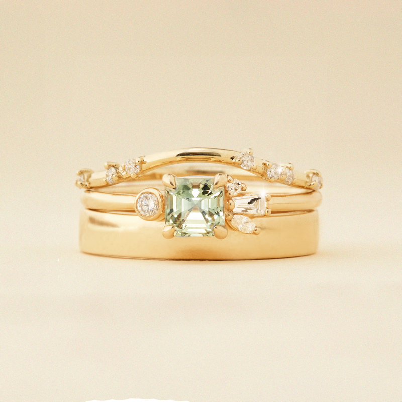 enchanted grove one-of-a-kind ring - 14k yellow gold, asscher cut sapphire