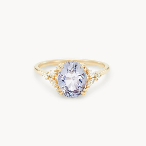 ever afterglow one-of-a-kind ring - 14k yellow gold, oval sapphire, brilliant diamonds