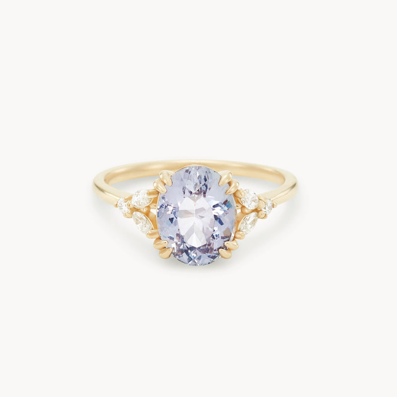 ever afterglow one-of-a-kind ring - 14k yellow gold, oval sapphire, brilliant diamonds