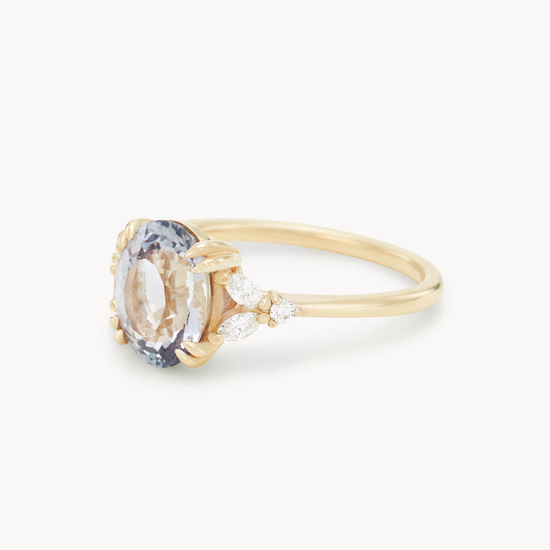ever afterglow one-of-a-kind ring - 14k yellow gold, oval sapphire, brilliant diamonds