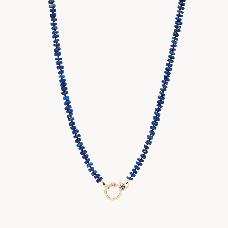 eye love you lapis beaded charm necklace - 10k yellow gold, diamonds, lapis gemstones