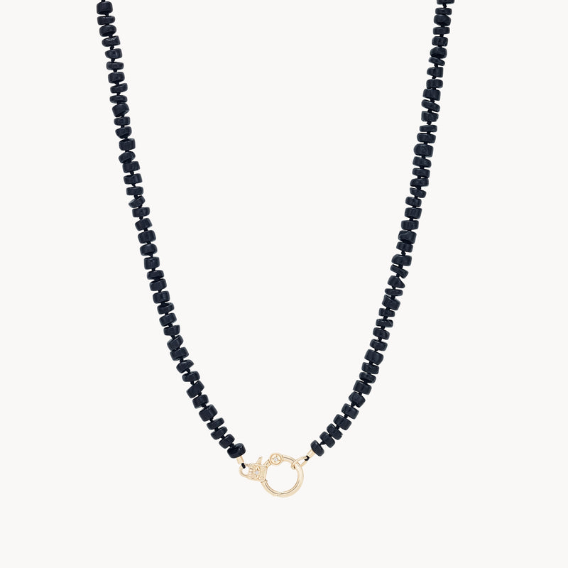 eye love you onyx beaded charm necklace - 10k yellow gold, diamonds, onyx gemstones