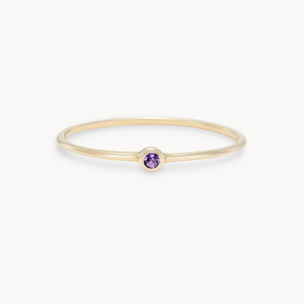 family february birthstone stacking ring - 10k yellow gold, amethyst gemstone