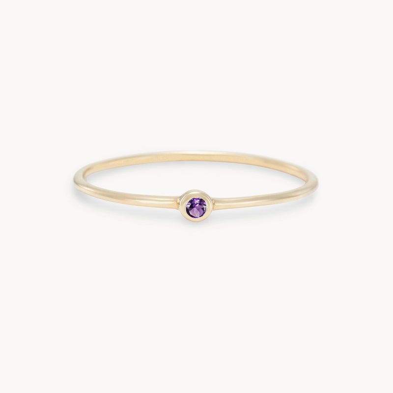 family february birthstone stacking ring - 10k yellow gold, amethyst gemstone