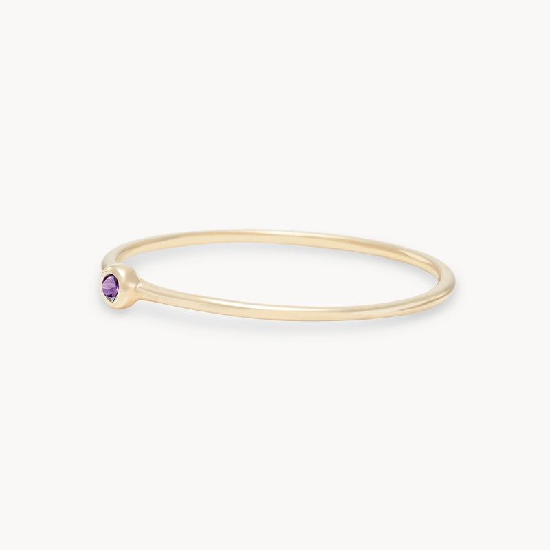 family february birthstone stacking ring - 10k yellow gold, amethyst gemstone