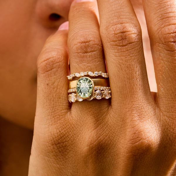 forever in flora one-of-a-kind engagement ring - 14k yellow gold, oval sapphire, brilliant diamonds