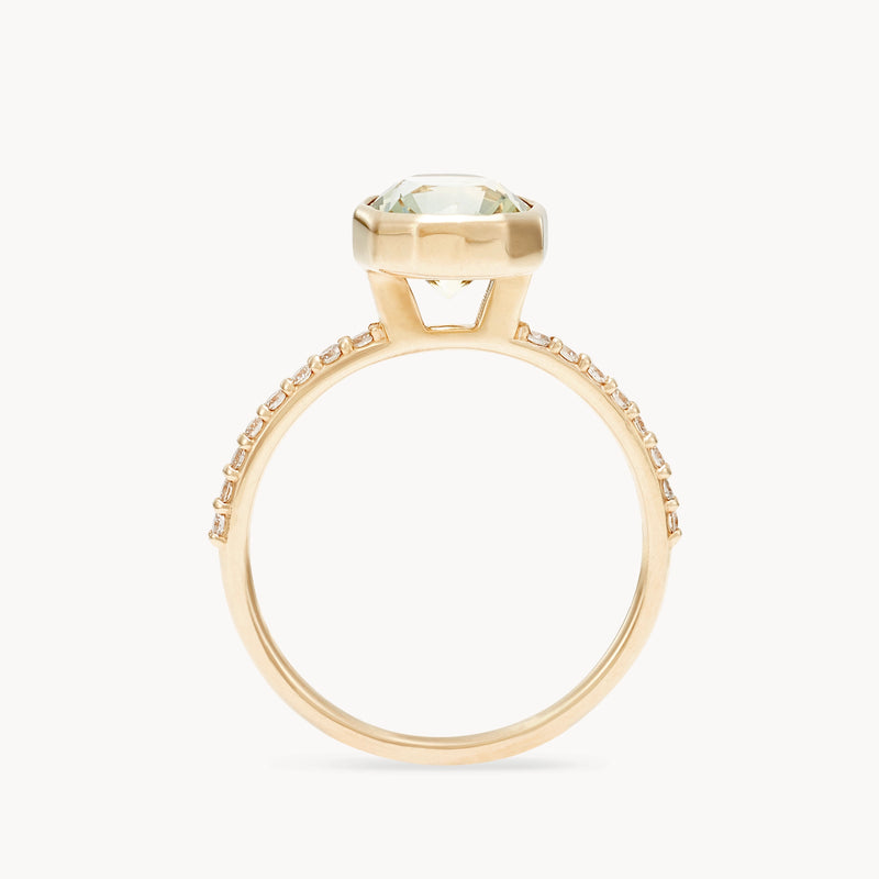 forever in flora one-of-a-kind engagement ring - 14k yellow gold, oval sapphire, brilliant diamonds