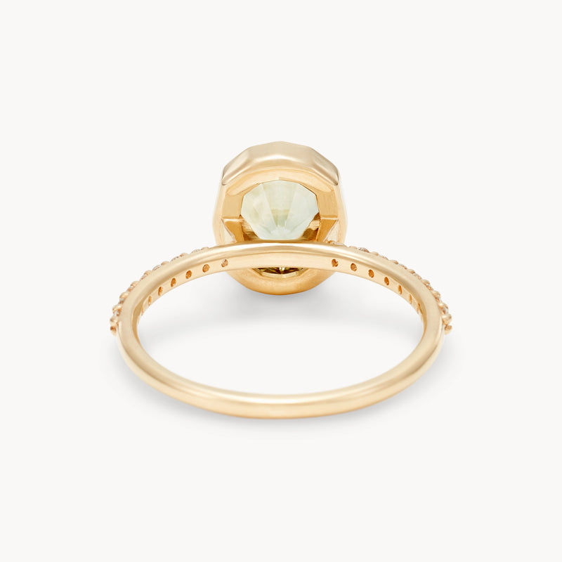 forever in flora one-of-a-kind engagement ring - 14k yellow gold, oval sapphire, brilliant diamonds