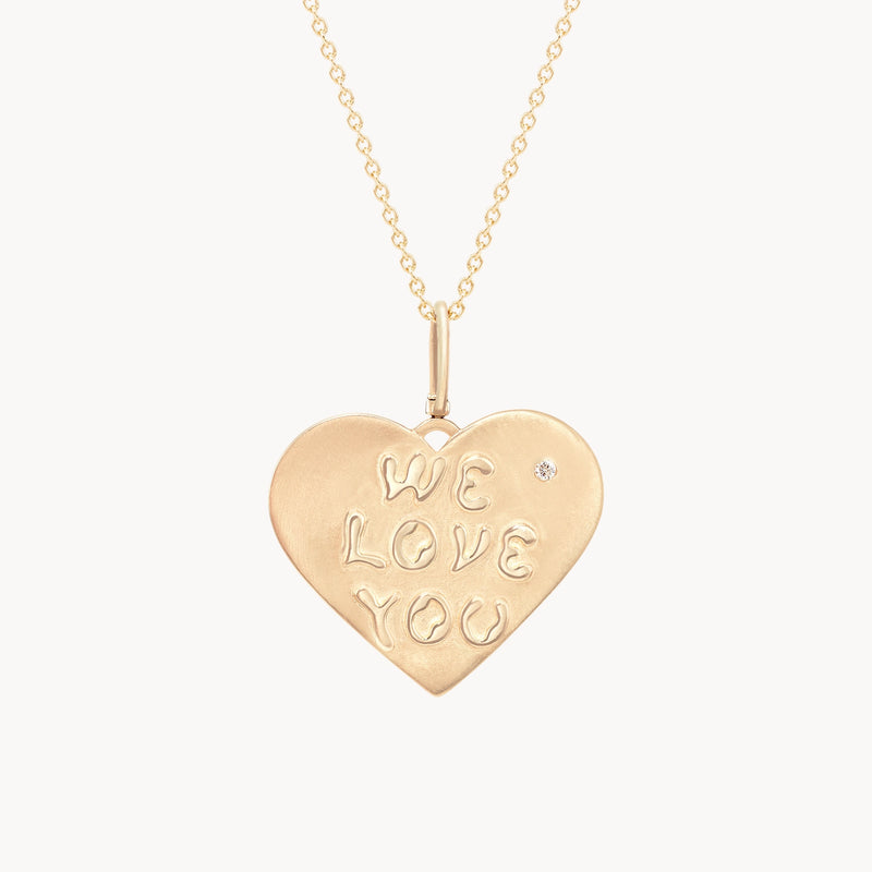 ménage à trois small heart charm - 10k yellow gold, brilliant diamond