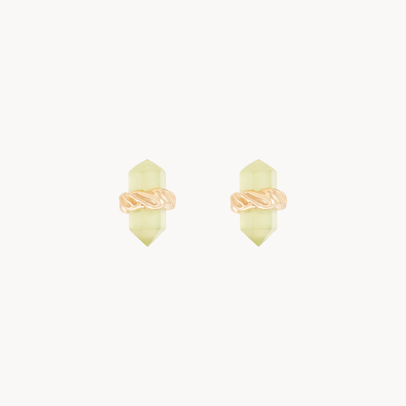 rooted wisdom jade earring - 14k yellow gold, jade gemstone