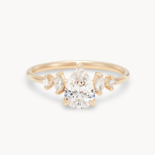 hearts in common one-of-a-kind ring - 14k yellow gold, pear sapphire, diamonds