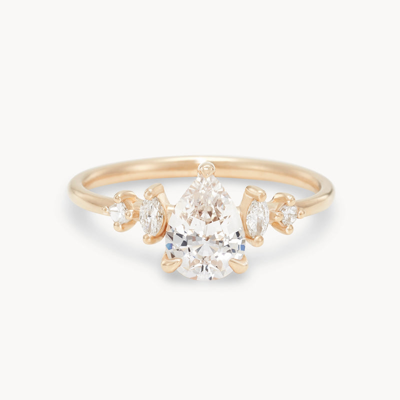 hearts in common one-of-a-kind ring - 14k yellow gold, pear sapphire, diamonds