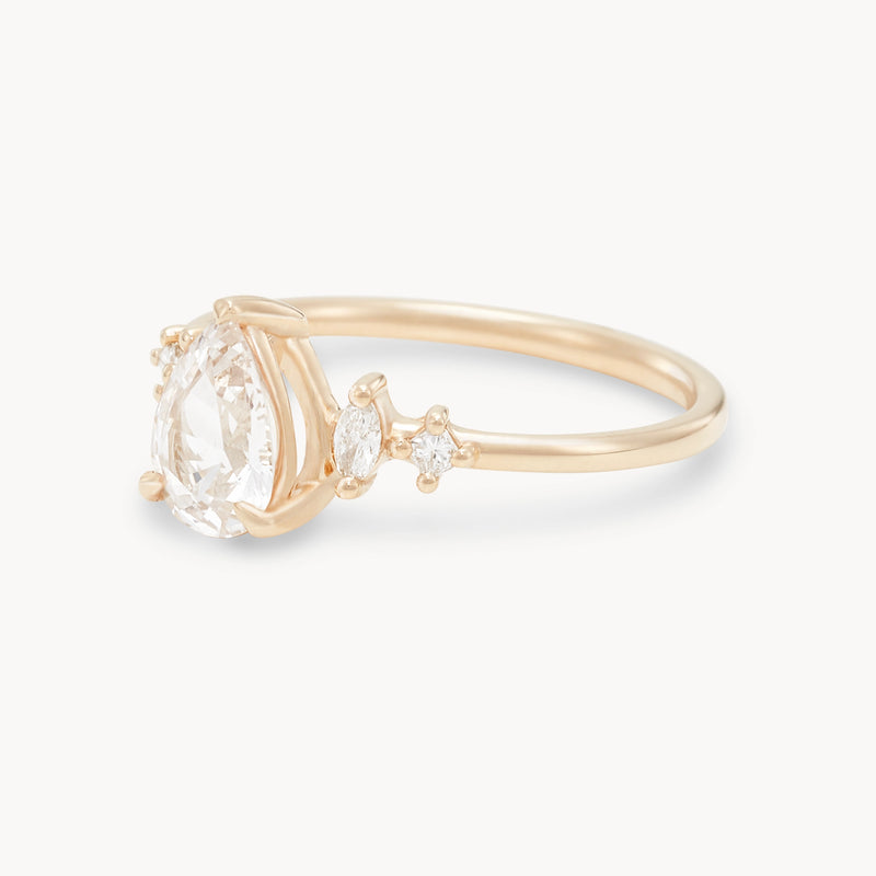hearts in common one-of-a-kind ring - 14k yellow gold, pear sapphire, diamonds