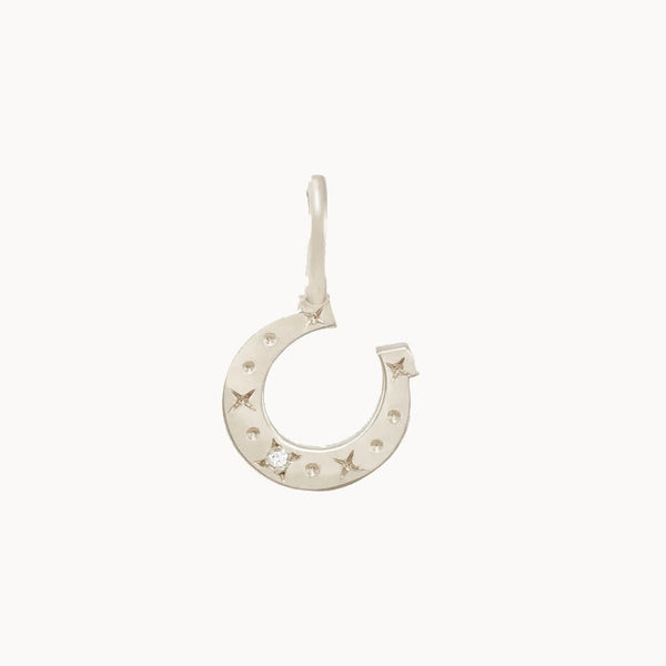 wild luck horseshoe charm - sterling silver, diamond