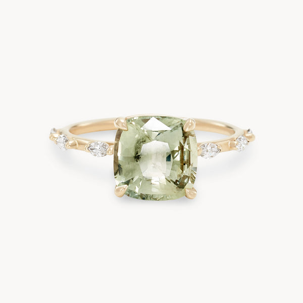 i’d find you again one-of-a-kind ring - 14k yellow gold, cushion cut sapphire, diamonds