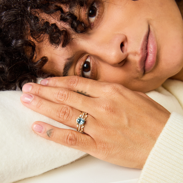 infinite orbit one-of-a-kind ring - 14k yellow gold, oval Montana sapphire, with diamonds