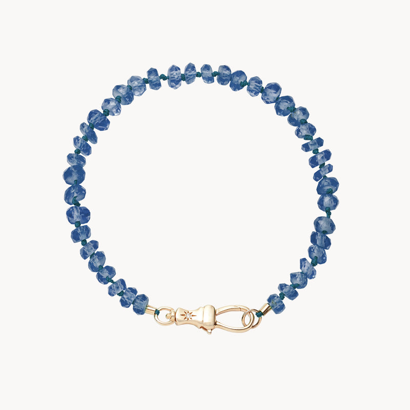 kyanite beaded mood bracelet - 10k yellow gold, natural kyanite, brilliant diamonds