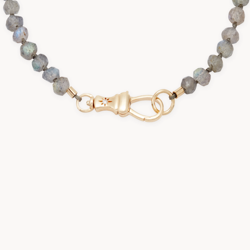 labradorite beaded mood bracelet - 10k yellow gold, natural labradorite, brilliant diamonds