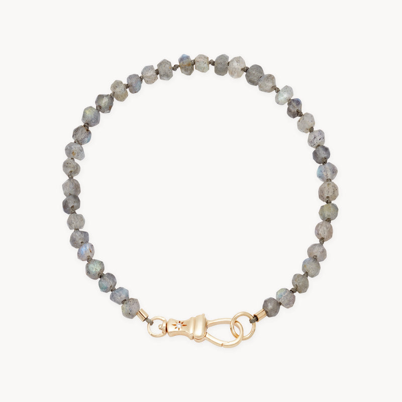 labradorite beaded mood bracelet - 10k yellow gold, natural labradorite, brilliant diamonds
