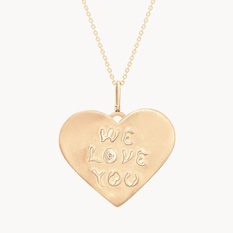 ménage à trois reversible heart charm - 10k yellow gold, brilliant diamond, engravable