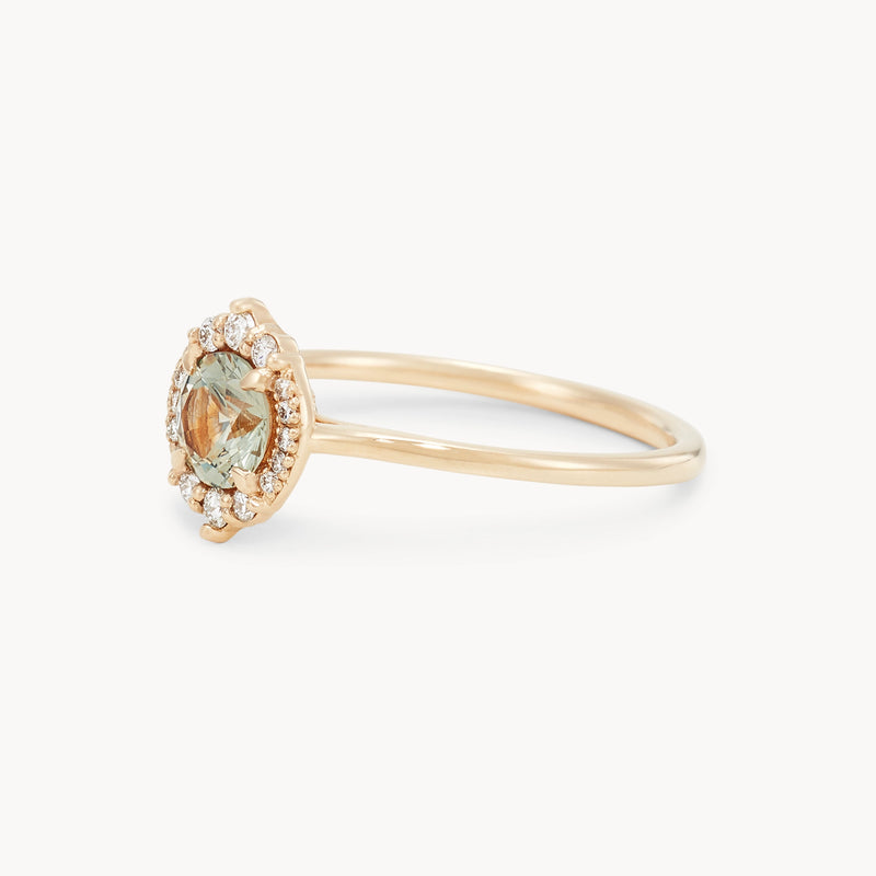 light of my life one-of-a-kind ring - 14k yellow gold, round sapphire, brilliant diamonds