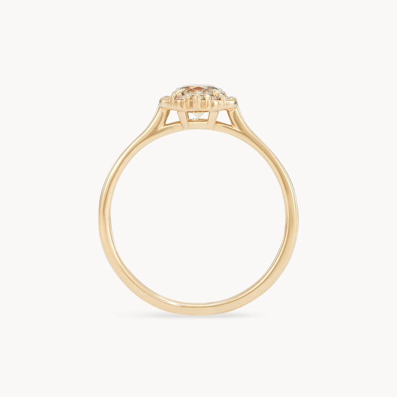light of my life one-of-a-kind ring - 14k yellow gold, round sapphire, brilliant diamonds