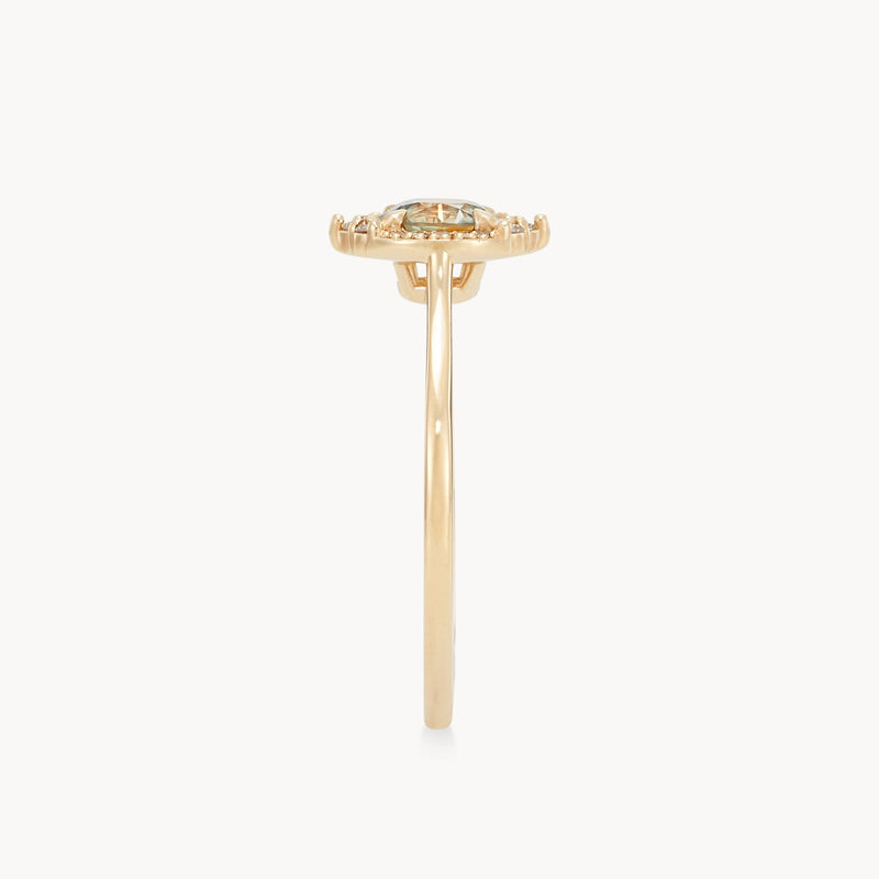light of my life one-of-a-kind ring - 14k yellow gold, round sapphire, brilliant diamonds