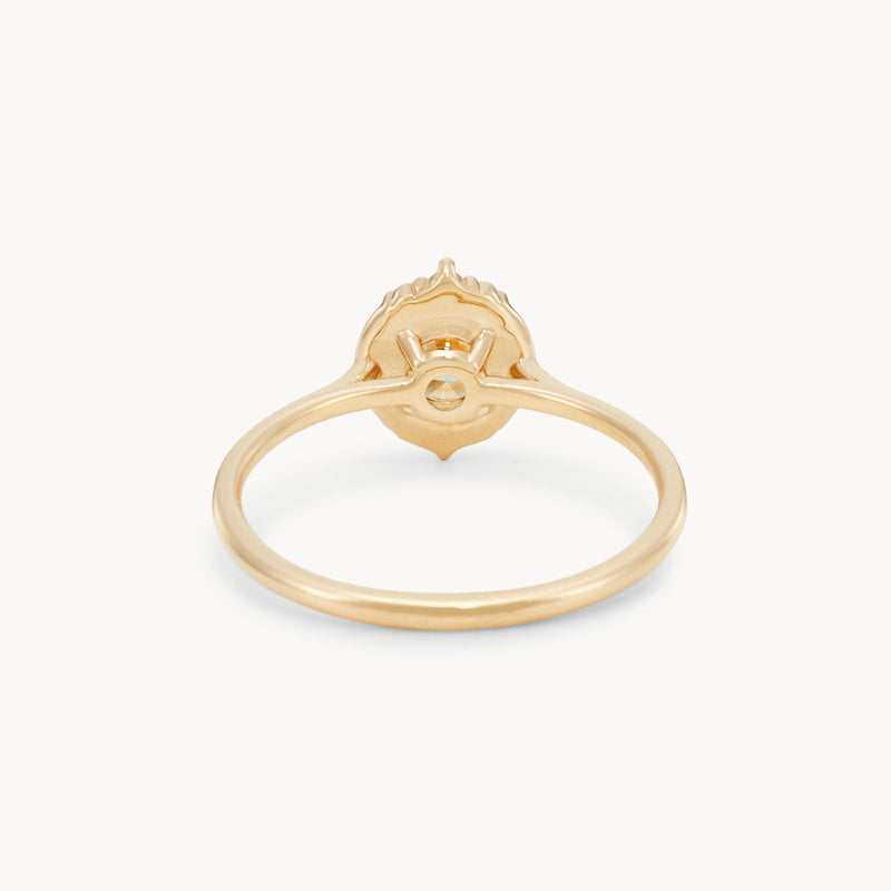 light of my life one-of-a-kind ring - 14k yellow gold, round sapphire, brilliant diamonds