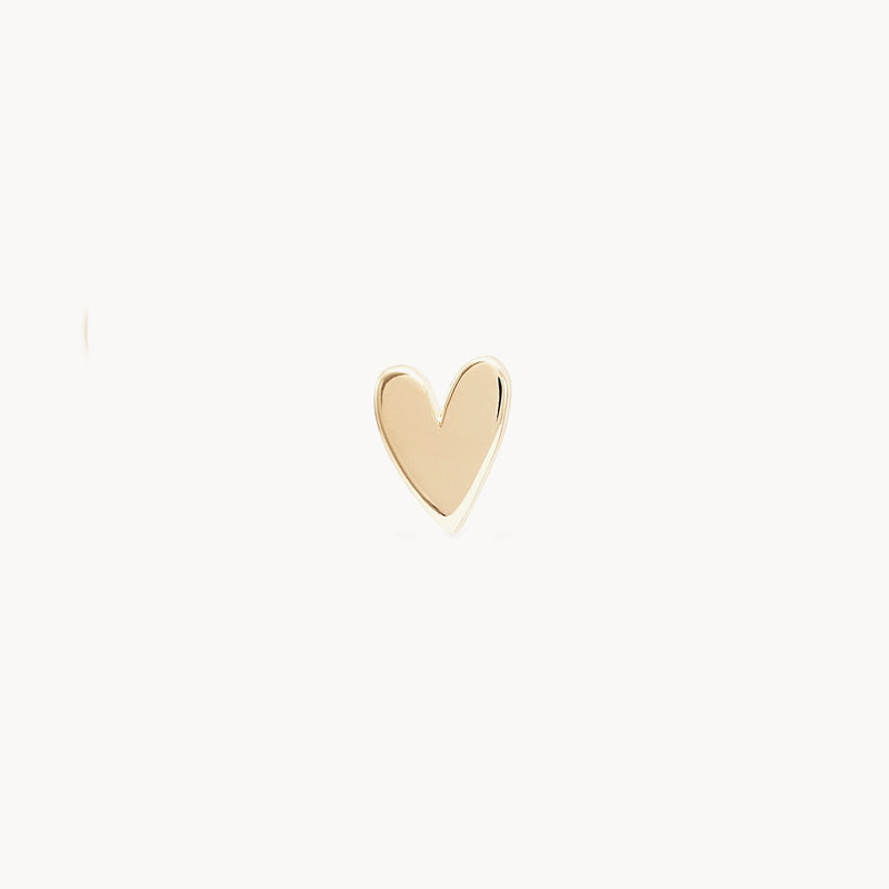 Everyday larger lovely heart earring - 14k yellow gold