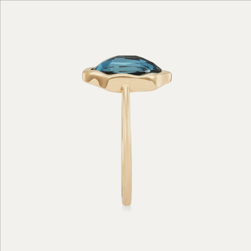 london blue topaz mood ring - 14k yellow gold, blue topaz