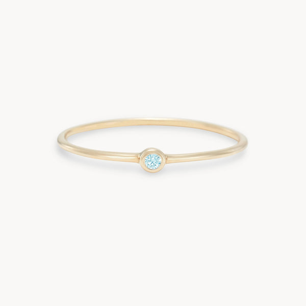 family march birthstone stacking ring - 10k yellow gold, aquamarine gemstone