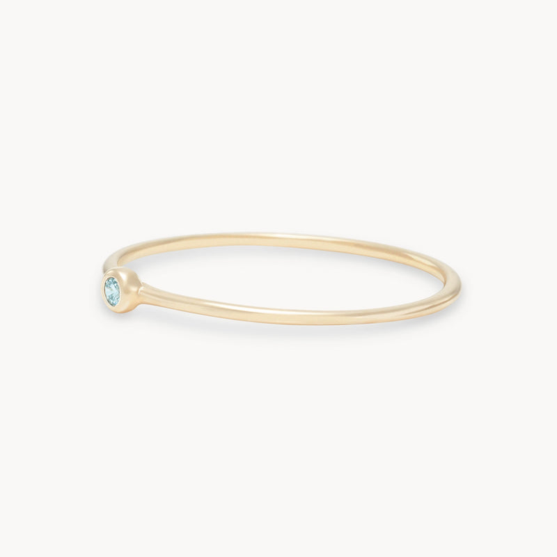 family march birthstone stacking ring - 10k yellow gold, aquamarine gemstone