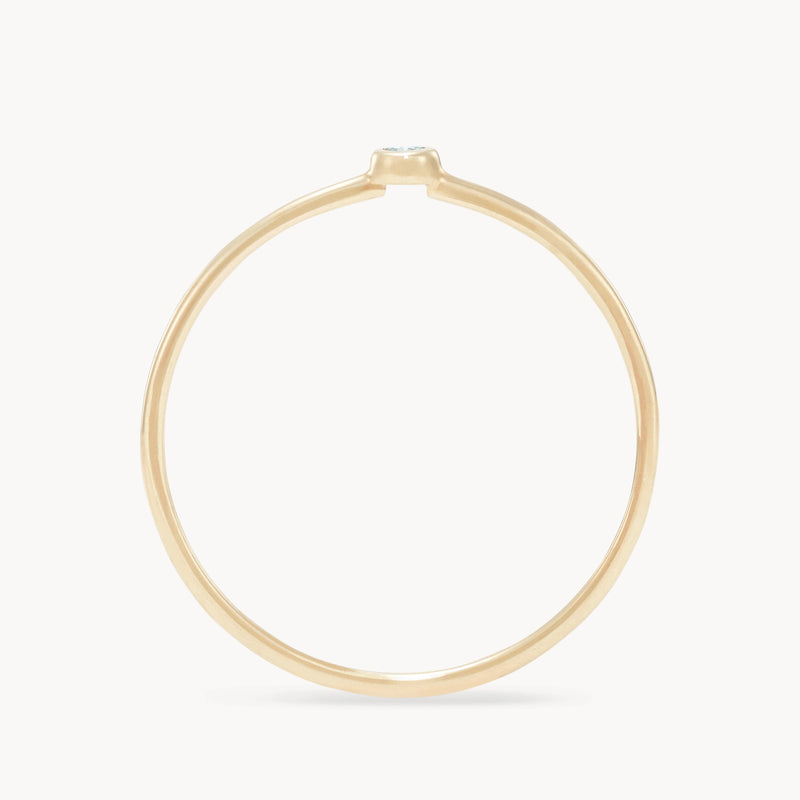 family march birthstone stacking ring - 10k yellow gold, aquamarine gemstone