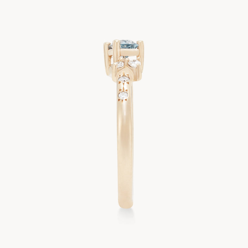 met you in bloom one-of-a-kind ring - 14k yellow gold, pear sapphire, diamonds