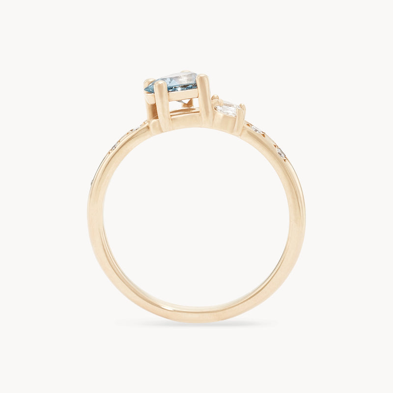 met you in bloom one-of-a-kind ring - 14k yellow gold, pear sapphire, diamonds