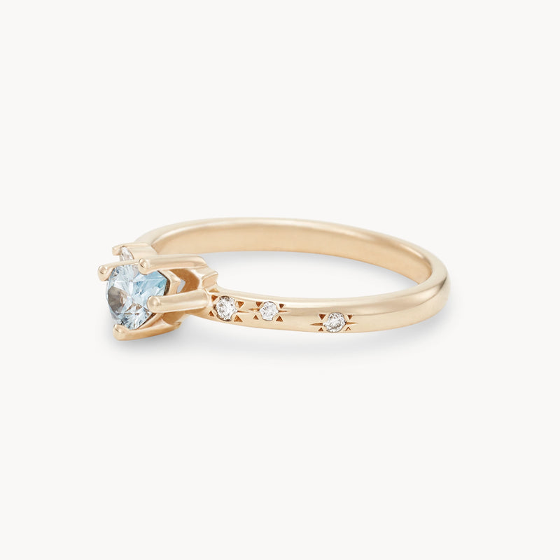 met you in bloom one-of-a-kind ring - 14k yellow gold, pear sapphire, diamonds