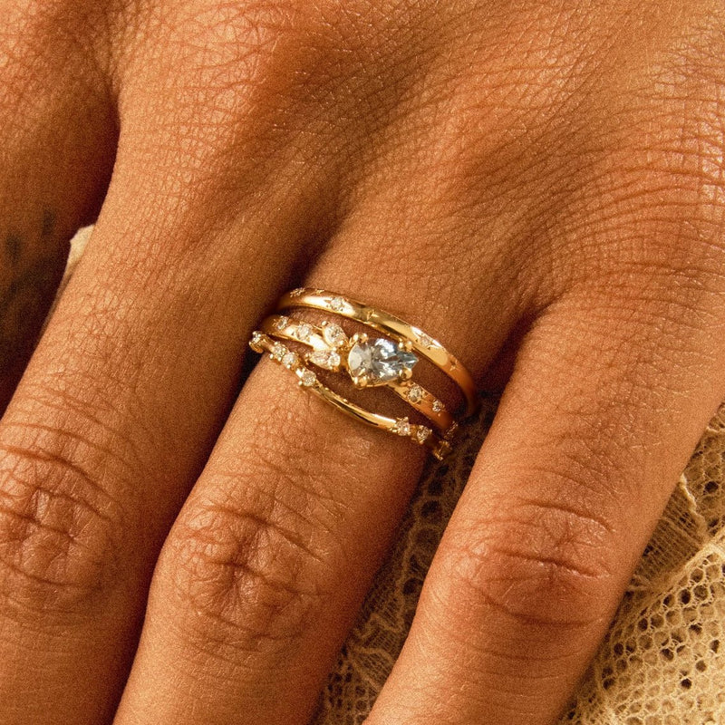 met you in bloom one-of-a-kind ring - 14k yellow gold, pear sapphire, diamonds
