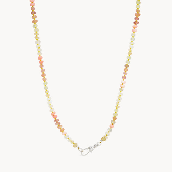 sunset multicolor beaded mood necklace - sterling silver, diamonds
