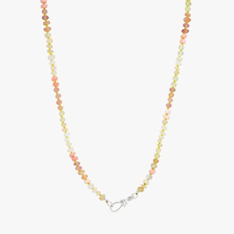sunset multicolor beaded mood necklace - sterling silver, diamonds