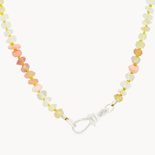 sunset multicolor beaded mood necklace - sterling silver, diamonds