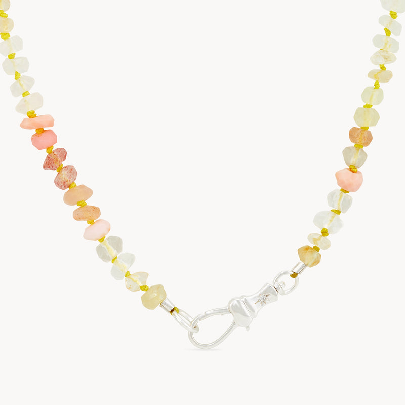 sunset multicolor beaded mood necklace - sterling silver, diamonds