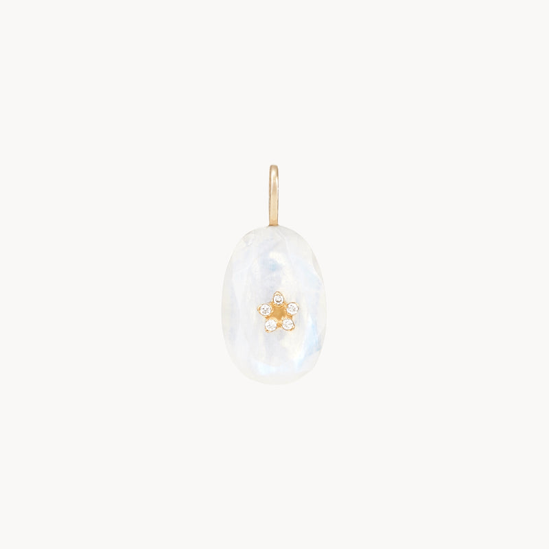 mama moonstone bloom necklace - 10k yellow gold, moonstone gemstone, diamonds