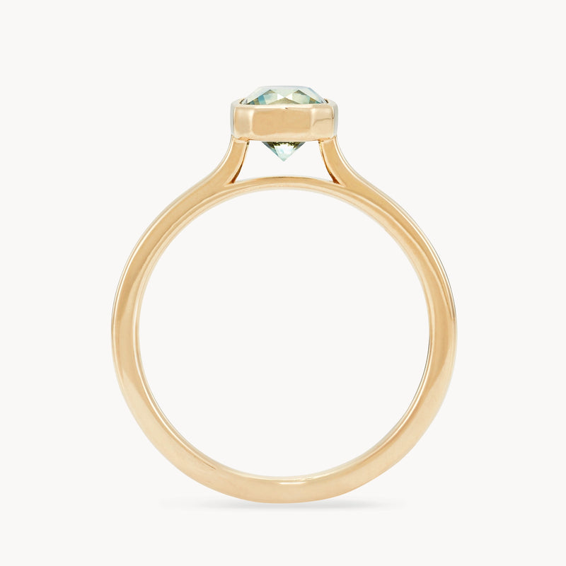 our cosmic meeting  one-of-a-kind ring - 14k yellow gold, Montana radiant cut sapphire