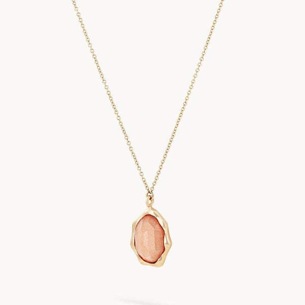 peach moonstone mood necklace - 14k yellow gold