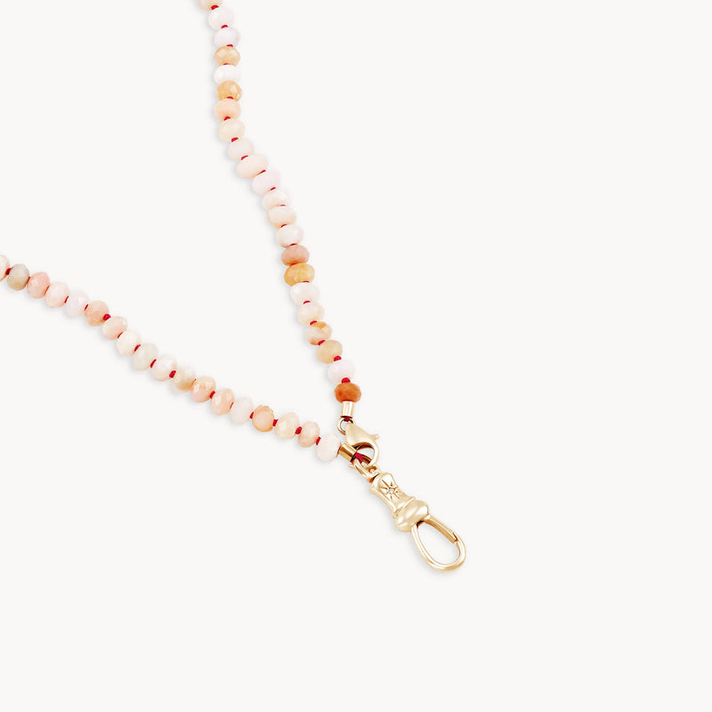 pink opal beaded mood necklace - 10k yellow gold, pink opal gemstones