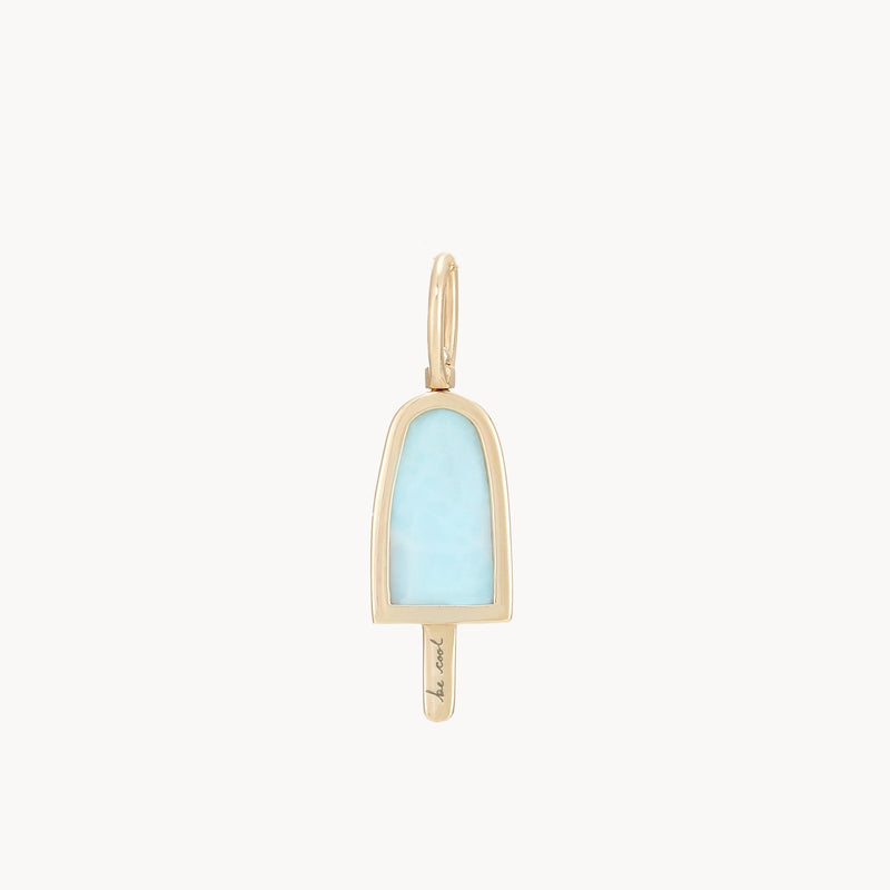 bohemian summer popsicle charm  - 10k yellow gold, larimar gemstone, diamonds, sapphires