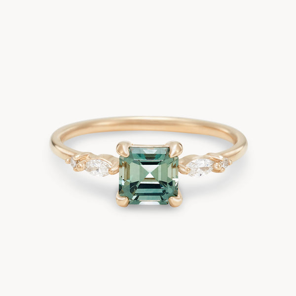 right swipe, right life one-of-a-kind ring - 14k yellow gold, cushion cut sapphire, brilliant diamonds