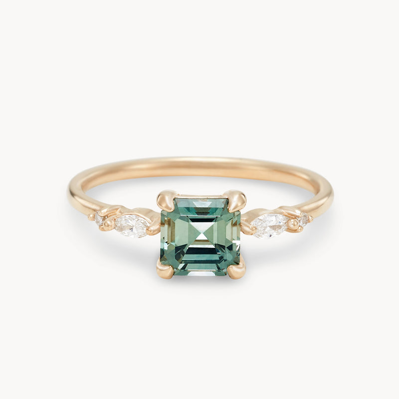 right swipe, right life one-of-a-kind ring - 14k yellow gold, cushion cut sapphire, brilliant diamonds