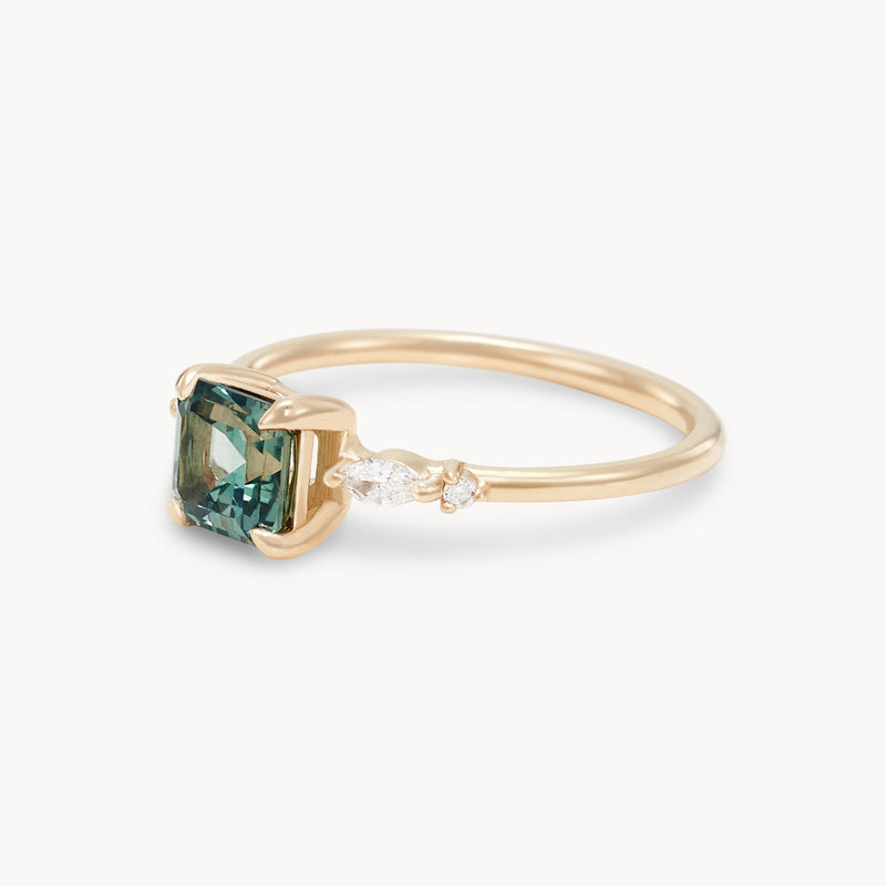 right swipe, right life one-of-a-kind ring - 14k yellow gold, cushion cut sapphire, brilliant diamonds